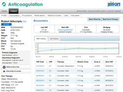 Point of Care Patient Anticoagulation Encounter Summary Screen